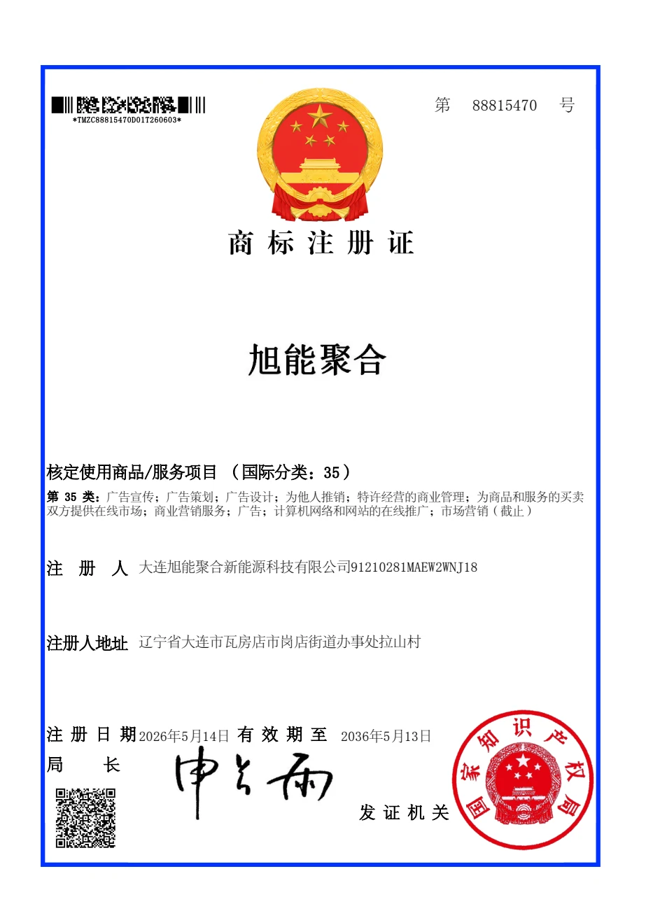 Trademark registration certificate for Class 35 business services